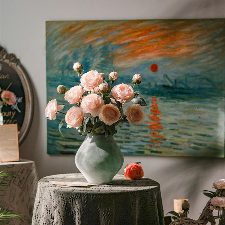 Uusaasta Simulatsioon õlimaal pojeng retro pojeng kodukaunistuse simulatsioon lill kunstlilled lillekaunistused_voghion.com