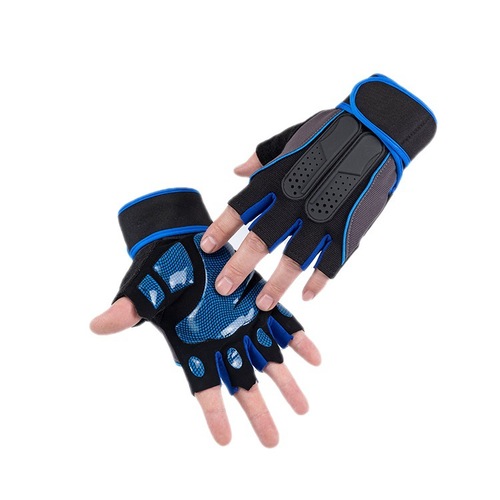 Dumbbell barbell gym half finger gloves breathable shockproof anti-slip anti-friction with super glossy palm