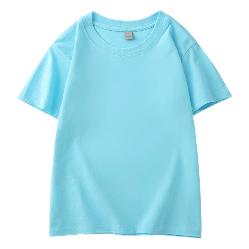 Спот 180 г хлопка для детей с короткими рукавами для мальчиков и девочек сплошной цвет футболки топ для детского сада