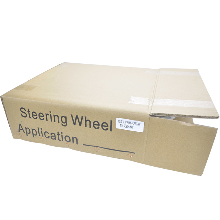 100% Real Carbon Fiber Forged Steering Wheel with Black Leather and Black Stitching - For Tesla Model Y - Modification