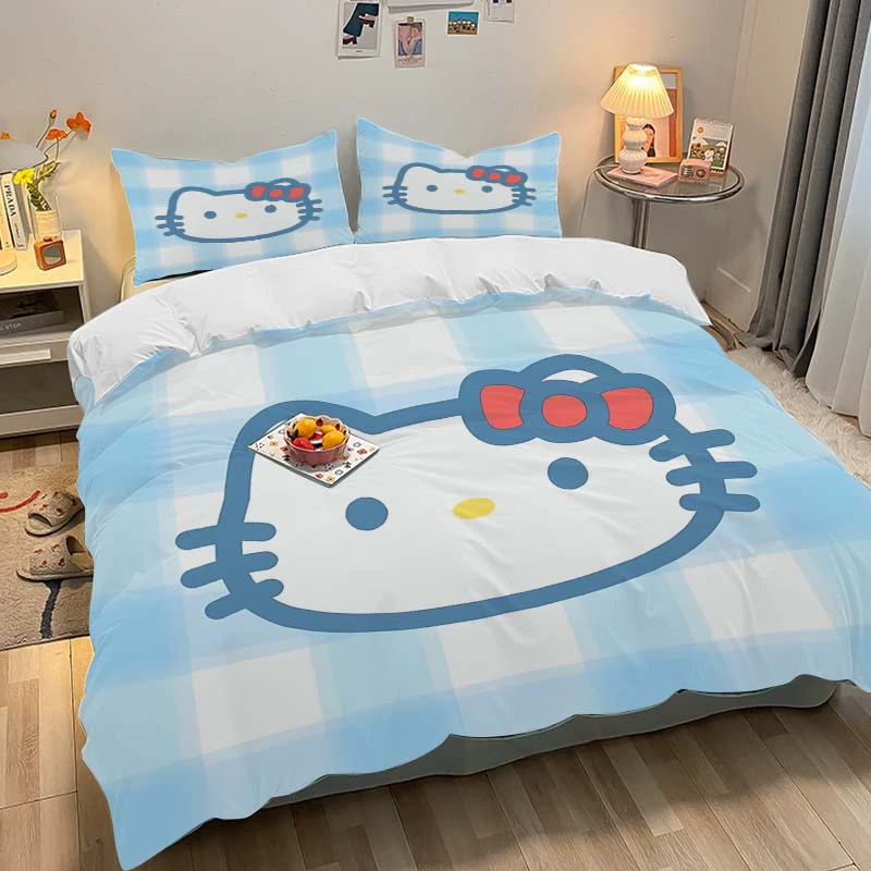 Hello kitty, set, duvet cover, pillowcase, bedspread, 3 piece set, custom-made, polyester