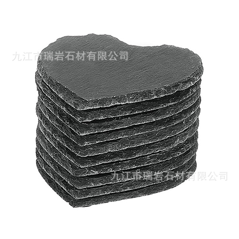 Posavasos de roca natural al por mayor de fábrica Posavasos de pizarra redonda de estilo japonés, almohadillas de aislamiento térmico, posavasos de pizarra de Amazon transfronterizos