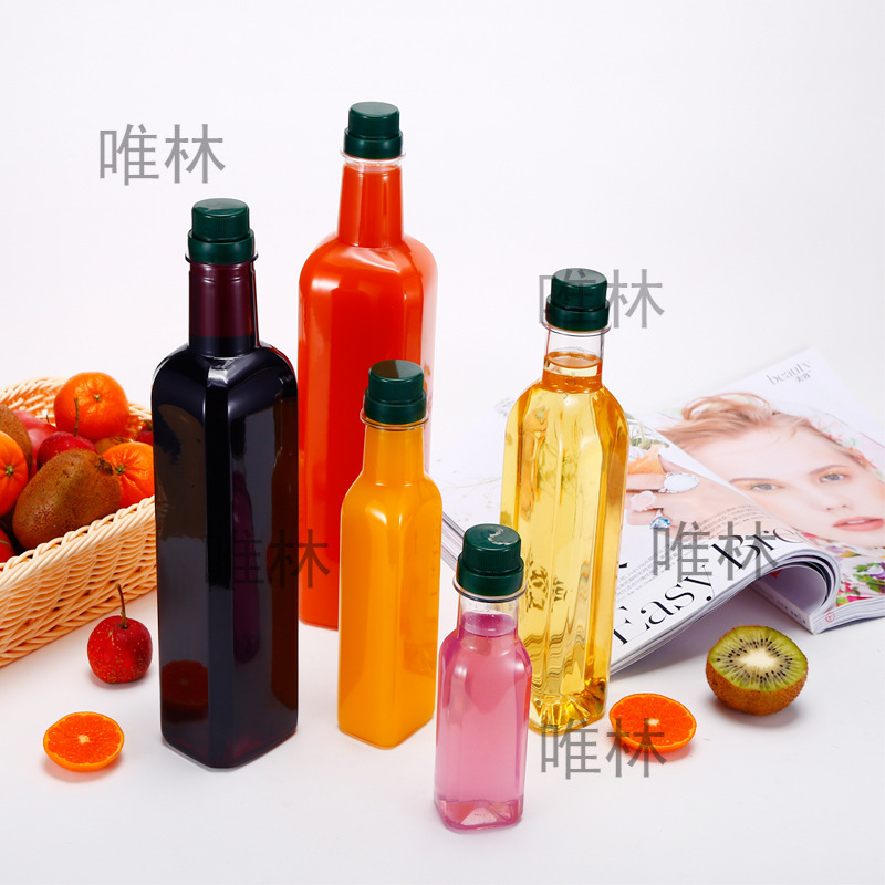 食品级PET塑料油瓶250ML500ML毫升山茶油瓶酒瓶PET空瓶子方形带盖