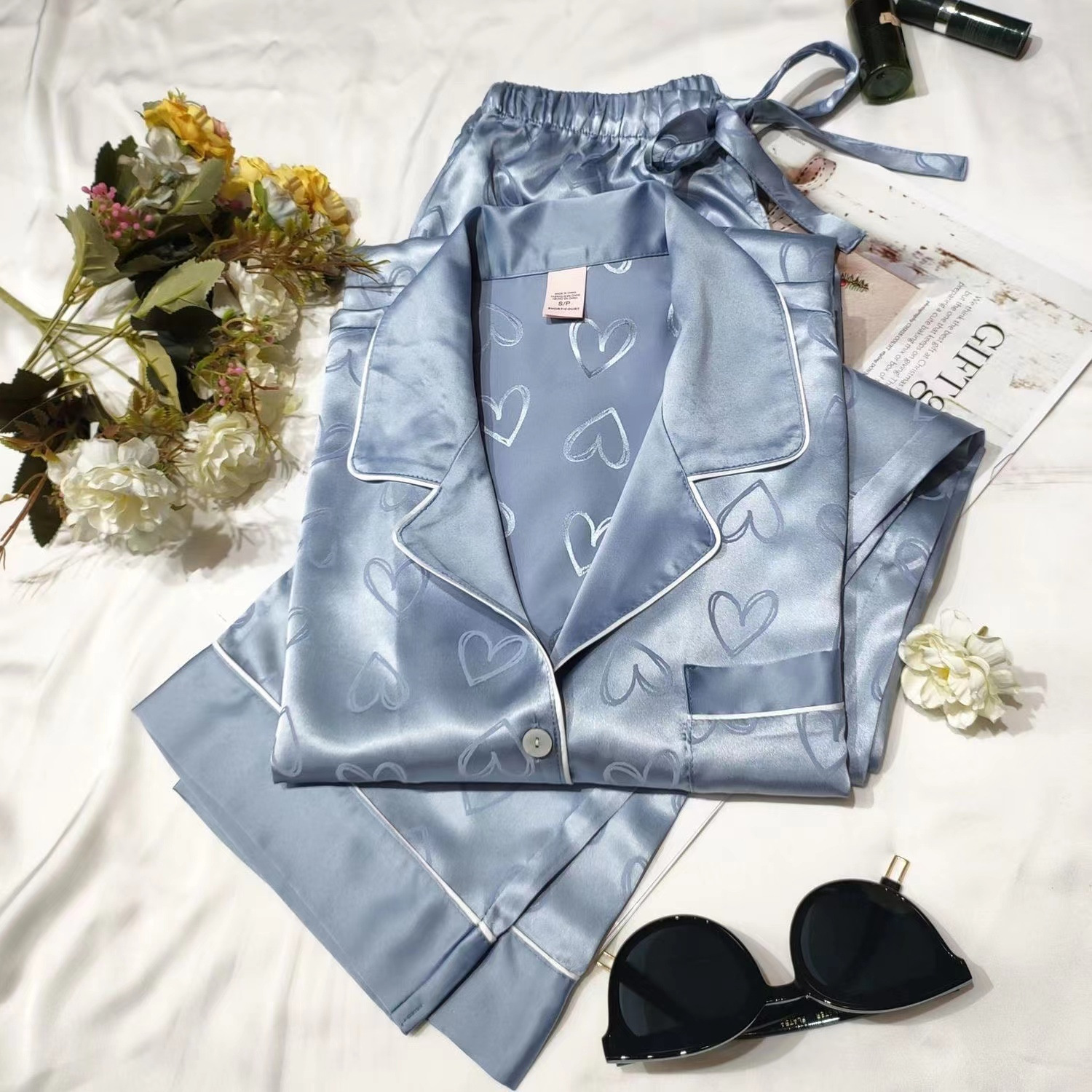 Spring and autumn ice silk new pajamas w...