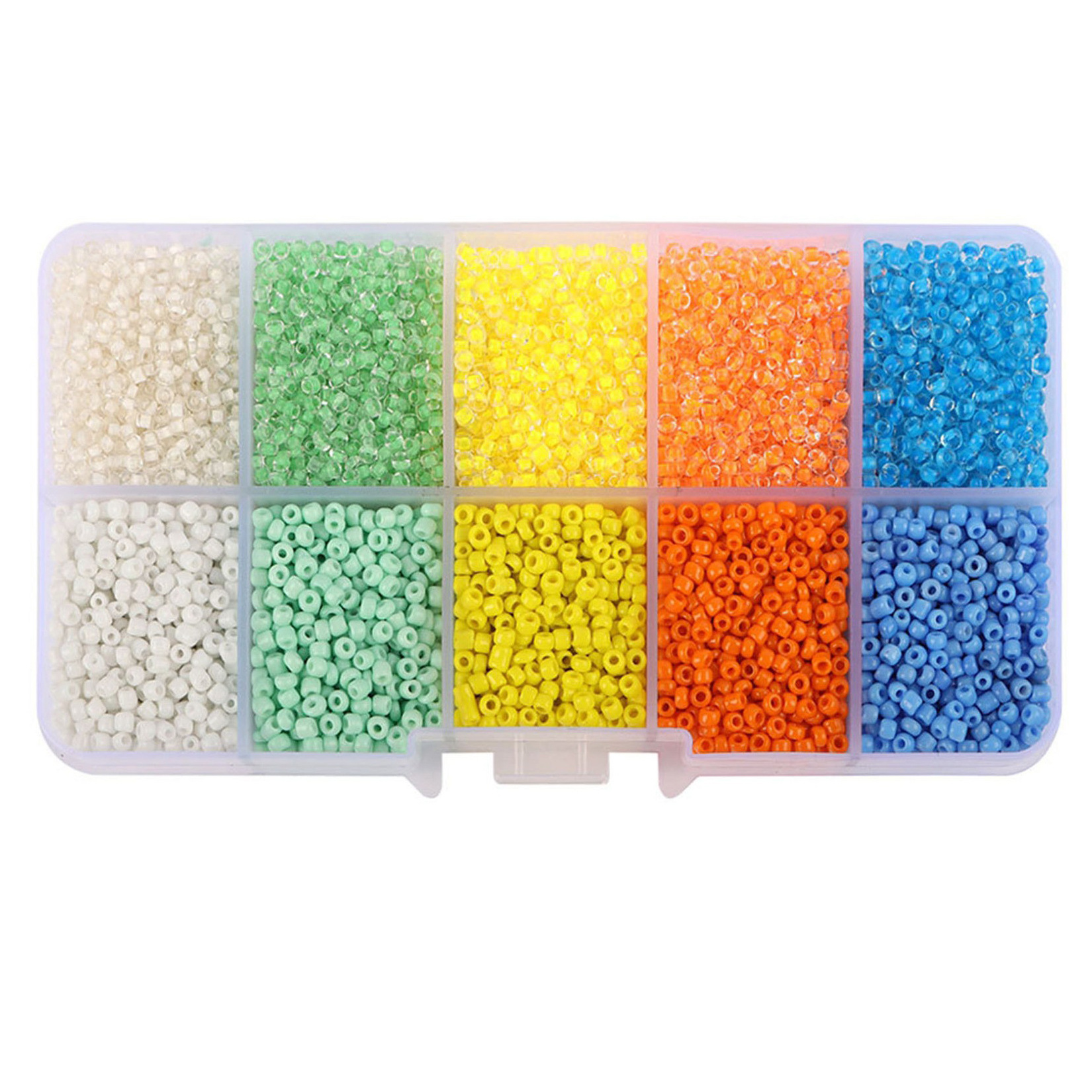 Cuentas de arroz 10 cuadrícula multicolor caja clásica de cuentas sueltas sequinilla pulsera pendientes DIY accesorios joyería al por mayor
