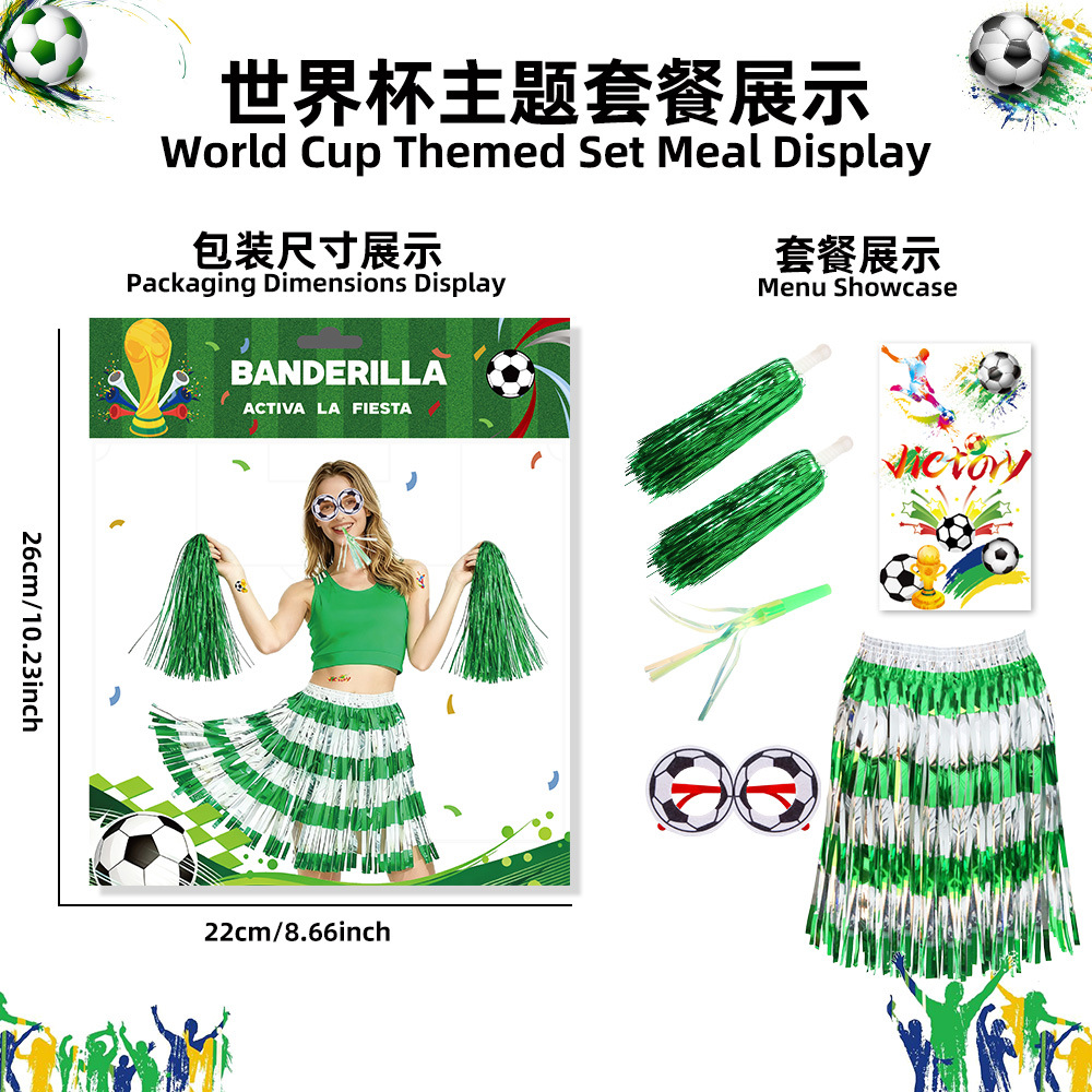 2026 Copa del Mundo Fans Set de palos de lluvia vestido de seda Estados Unidos, Canadá, México, partidos de fútbol porristas props