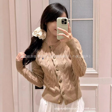 可扫码拉夫RL2025新款小马标刺绣麻花圆领针织开衫polo女装羊毛衫