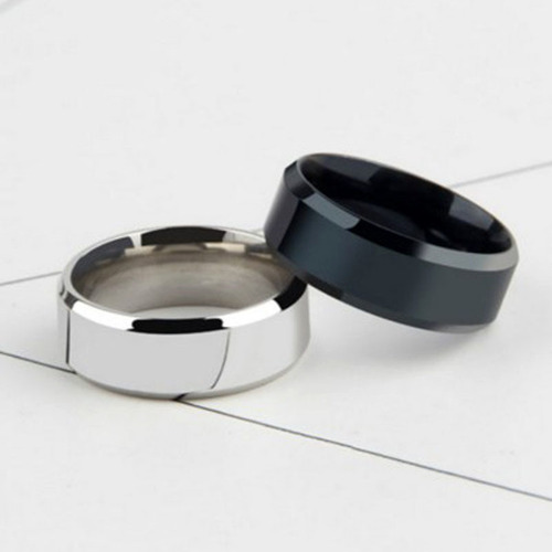 Cross-border titanium steel accessories 8mm bevel edge bright ring glossy stainless steel mirror polished ring jewelry