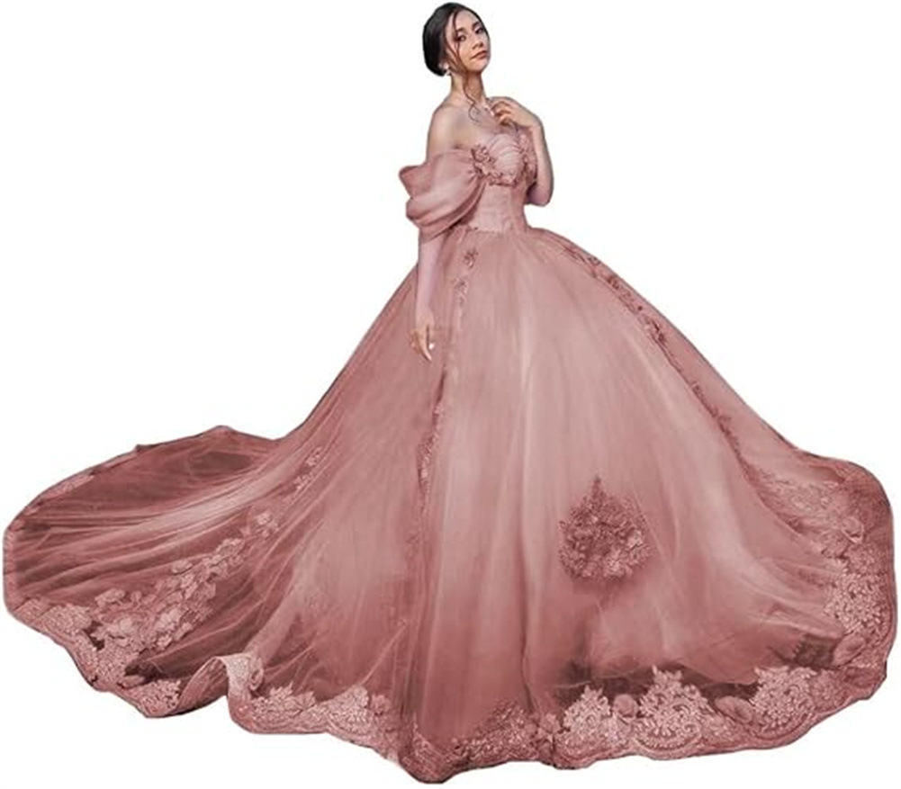 Aliexpress Amazon encaje calcomanía hombro abierto vestido de adulto vestido de baile vestido vestido de princesa vestido de mujer