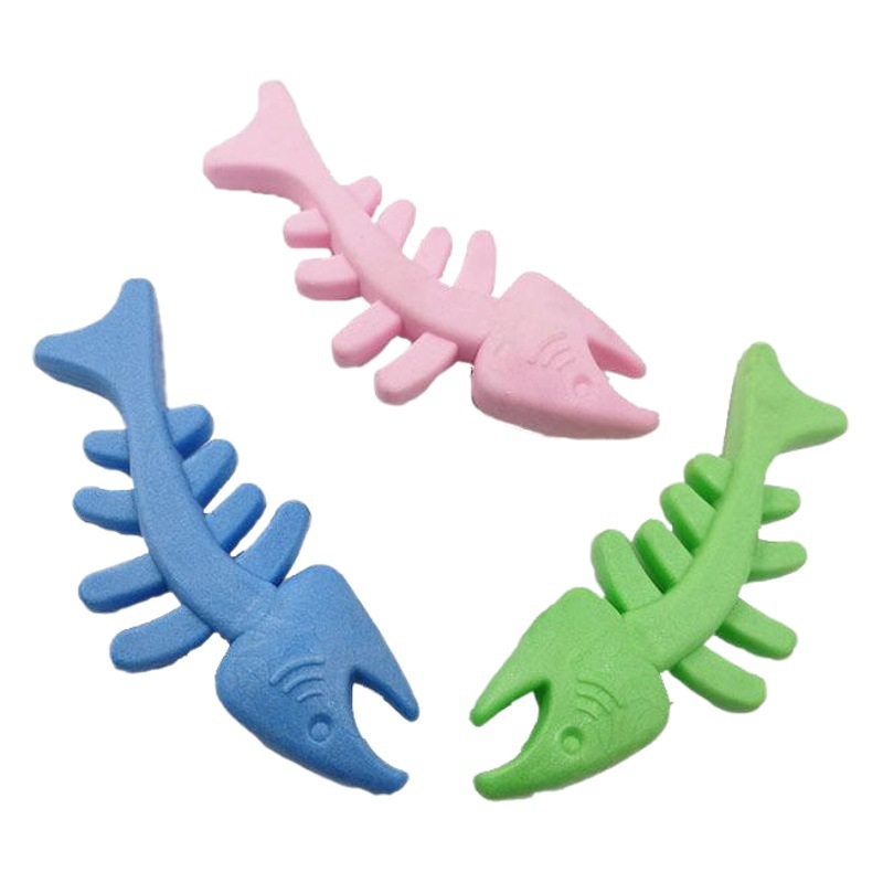 Venta directa de fábrica TPR espuma fragancia caramelo color Fishbone perro gato juguete educativo molar juguete para mascotas
