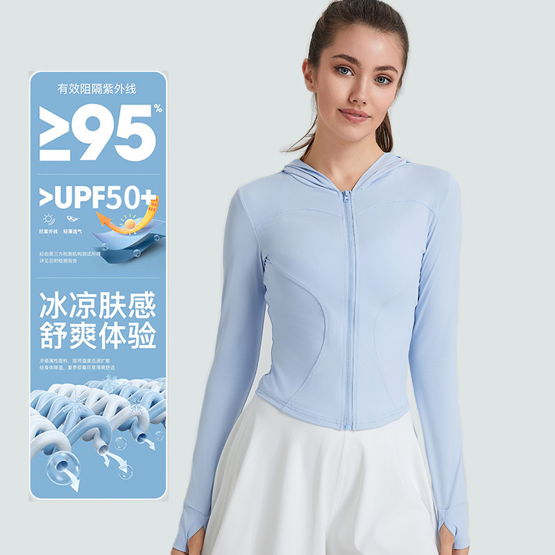 Hilo original seda de hielo ropa de protección solar fresca delgada con capucha verano de las mujeres ropa de piel de deportes al aire libre ropa de protección solar de protección UV