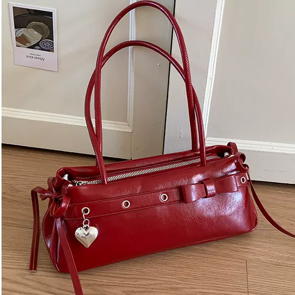 2026 New Women's Niche Dachshund Motorcycle Bag, Sweet and Cool Retro Baguette Bag, Fashionable Versatile Shoulder Underarm Bag