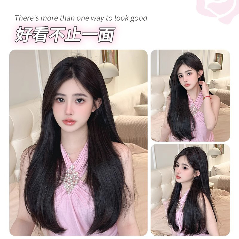 Peruca para aumentar el volumen de cabello flojo de tres piezas de cabello para mujer parche de cabello largo sin rastro extensión de cabello invisible en cabello largo rizado image 5