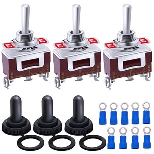 Twidec\/3 pieces of heavy-duty waterproof momentary toggle switch 12V DC 20A SPDT 3-digit 3-pin (