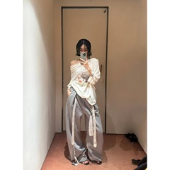 在庫ありの新しい女性用日焼け止めブラウス、レイジースタイルトップス、夏用薄いローズフライングスカイオフショルダープリント半袖Tシャツ