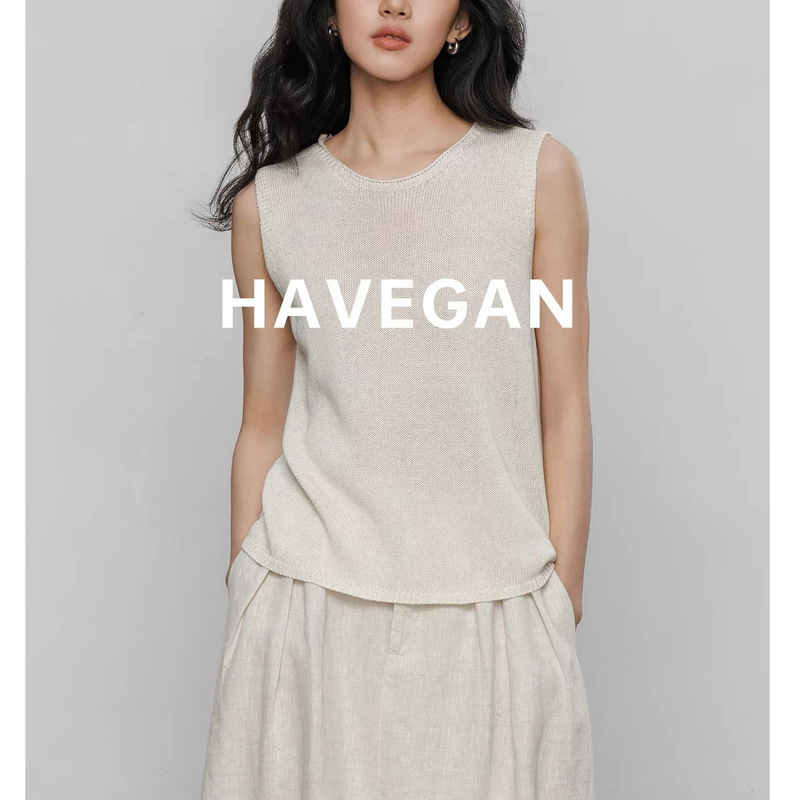 Havegan/Summer Round Neck Thin Tencel Linen Vest Women's Sleeveless 2026 New Casual Top