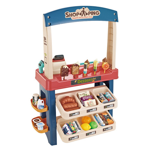 Cross-border children's simulation ice cream ice cream shopping supermarket counter scanning and swiping card cashier combination play house toy
