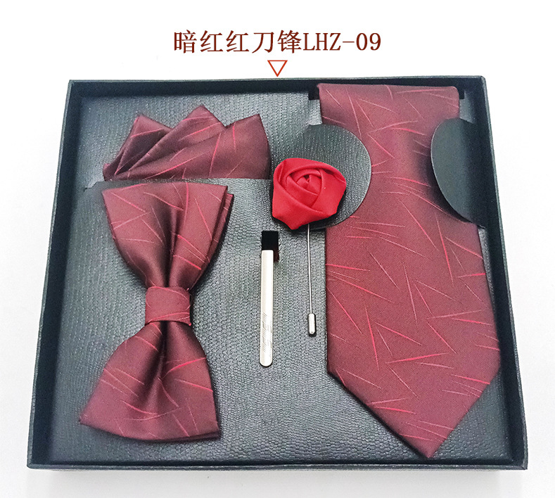 Directo de fábrica desgaste formal hombres corbata cuadrada bufanda caja regalo moda boda cena novio pajarita traje