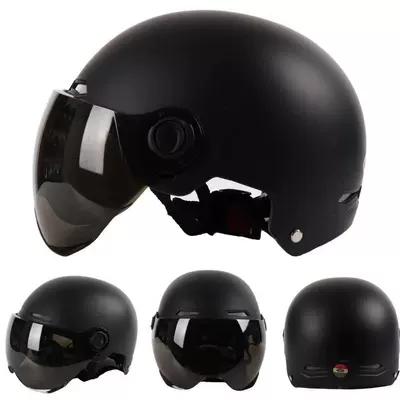 Electric Vehicle Helmet Abs Men's and Women's All-Season Painted Fashionable Breathable Non-Motorcycle Summer Helmet Wholesale (Motorcycle Safety Supplies) - asian-black-tea-short-lens