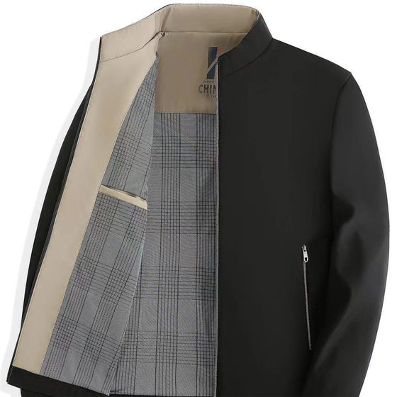 Middle-aged Men's Spring and Autumn Men's Vertical Collar Jacket Windproof Wear-resistant Middle-aged Dad's Simple Casual Jacket