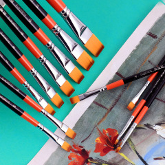 欧格朗平頭ナイロン毛水チョーク一本水彩絵の具アクリル油絵筆セット