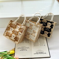 Cute Hand-held Linen Bag 2022 New Women's Handbag Portable Lunch Bag Office Worker Simple Lunch Meal Bag