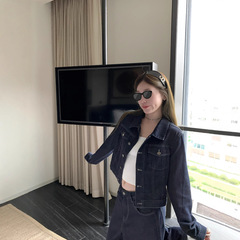 Hhyii 河内旧街 复古仿天丝牛仔外套女秋季设计感小众百搭休闲上