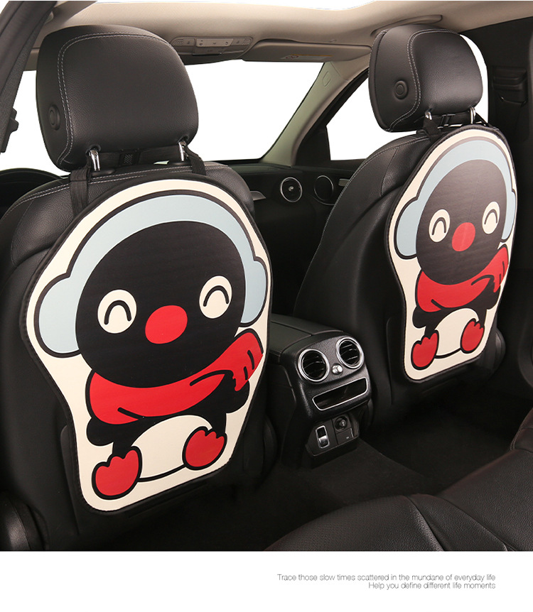 Penguin Cute Lady Cartoon Car Seat Back Anti-Kick Pad Universal Car Seat Anti-Stain Pad Anti-Dirt Pad for Back Seat