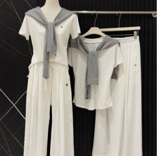 High-End Linen-Cotton Casual Suit for Women, Summer High-Waisted Slimming Wide-Leg Shawl Versatile Stylish Version