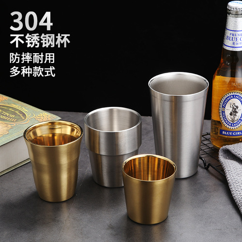 304 stainless steel cup restaurant beer juice cold drink water cup Korean kindergarten water cup mouthwash cup customization