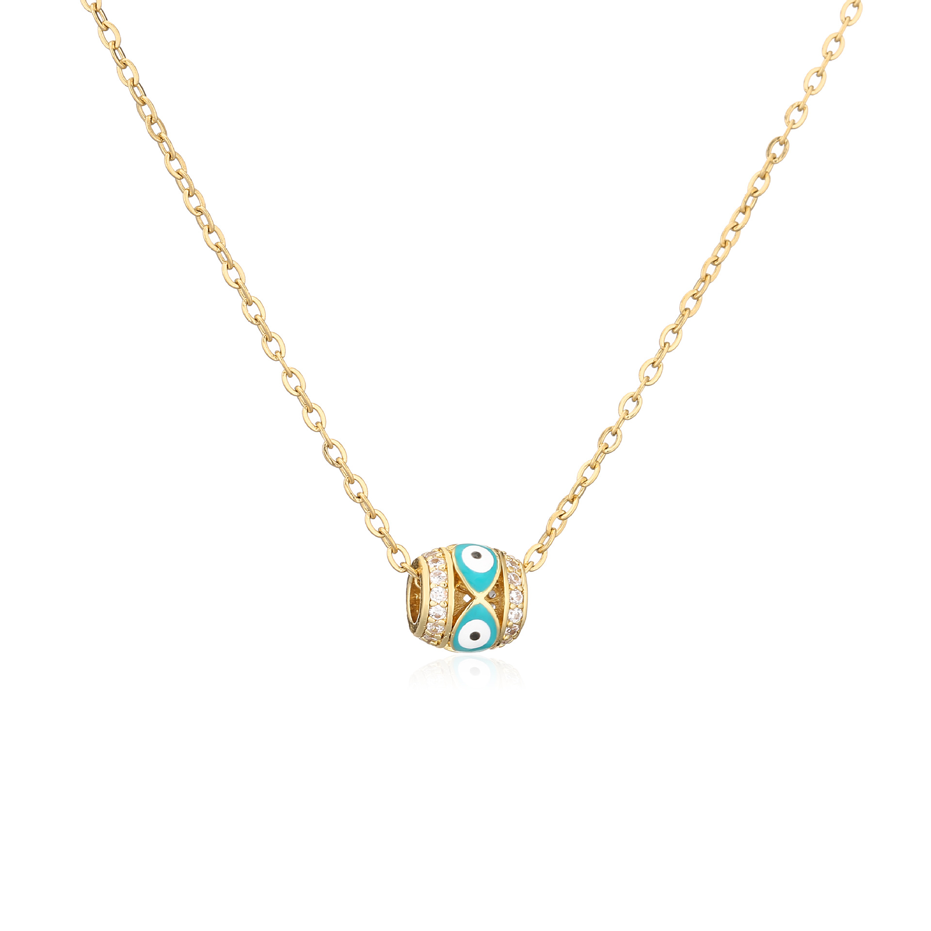 Fashion Devilu0027S Eye Copper Enamel Plating Inlay Zircon Pendant Necklace 1 Piece