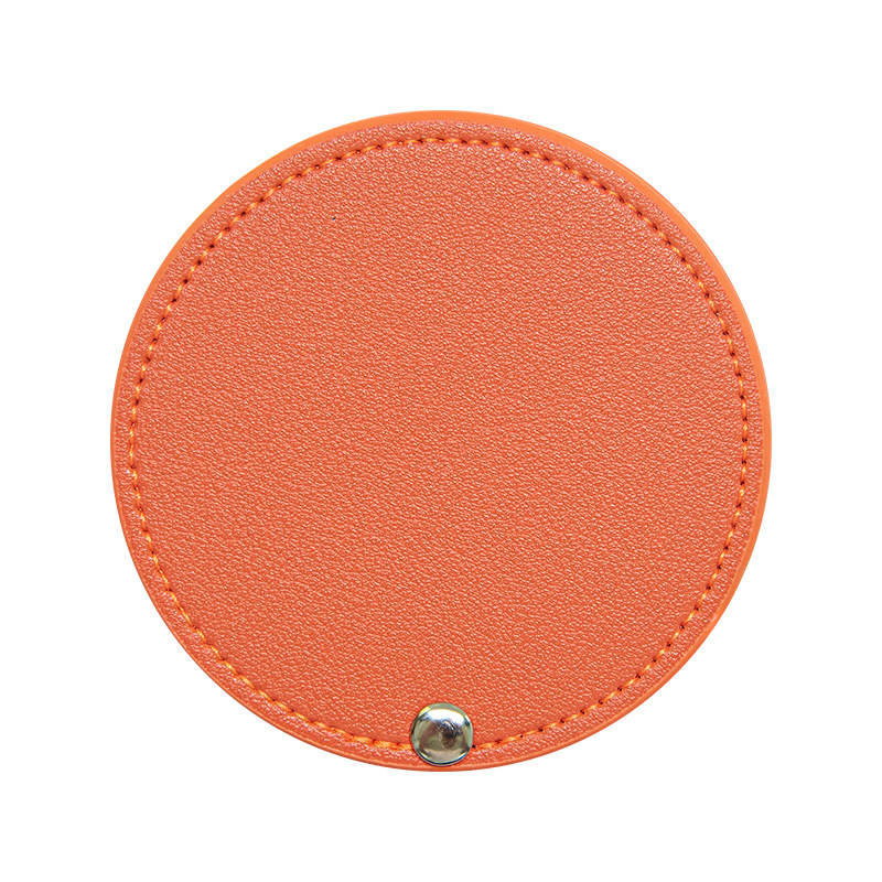 Regalo portátil pu maquillaje espejo moda publicidad regalo belleza espejo fábrica al por mayor giratoria cuero maquillaje espejo