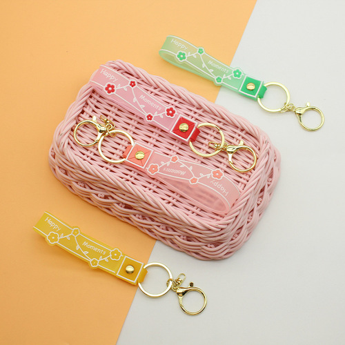 Transparent happy leather rope key chain pendant accessories wholesale doll cute soft pvc key chain diy accessories