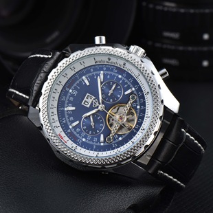 2024 New Men's High Quality Watch Tourbillon 5 Pointer Mechanical Fully Automatic Belt Mechanical One Piece Wholesale