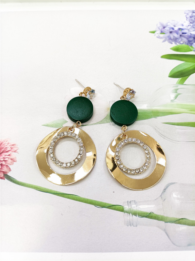 European And American Exaggerated Long Fashion Trend Round Inlaid Rhinestone Earrings display picture 1