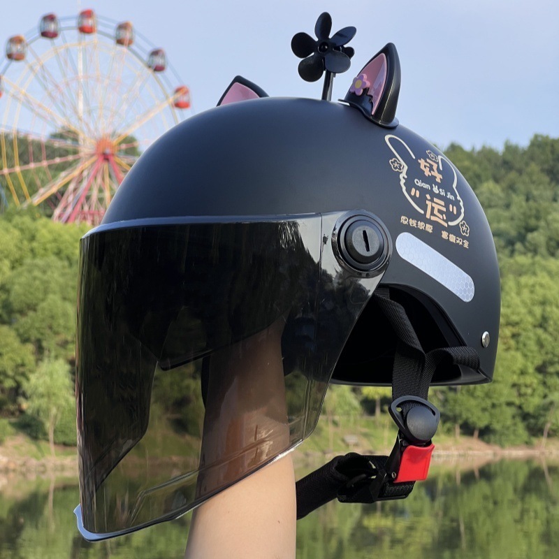 3C つば付きヘルメット電気自動車男性と女性のための美しい日焼け止め四季インターネット有名人バッテリー車ハーフヘルメット夏の日焼け止め安全ヘルメット|undefined