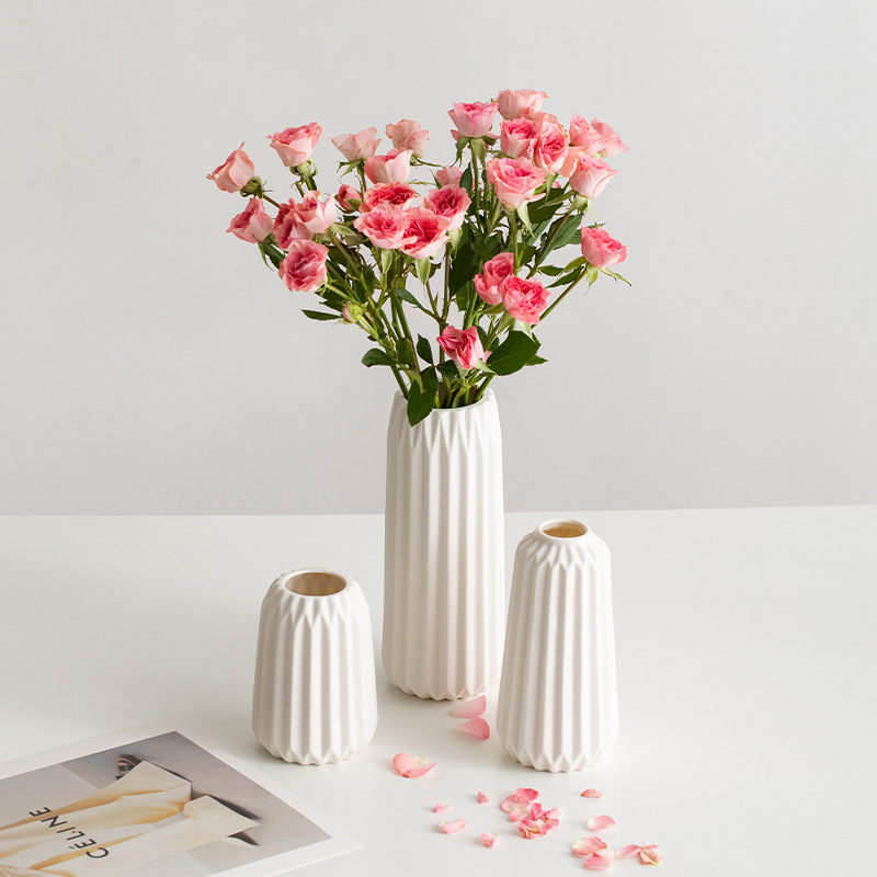 蜀門摺紙北歐現代白色陶瓷裝飾乾花花瓶客廳電視櫃玄關插花擺件
