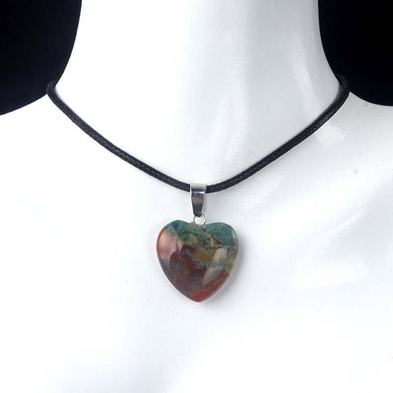 Colgante de corazón de ágata natural de 20 mm, piedras semipreciosas multicolor, venta directa de fábrica