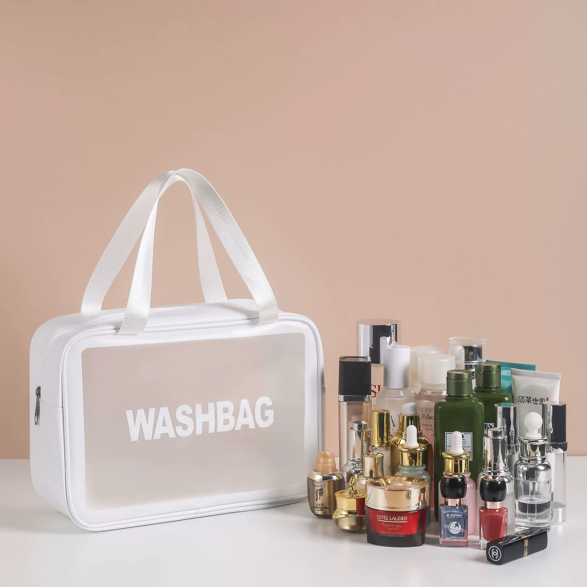 Matte high quality cosmetic bag PVC, handheld set for traveling, capacious organizer bag, 3 piece set