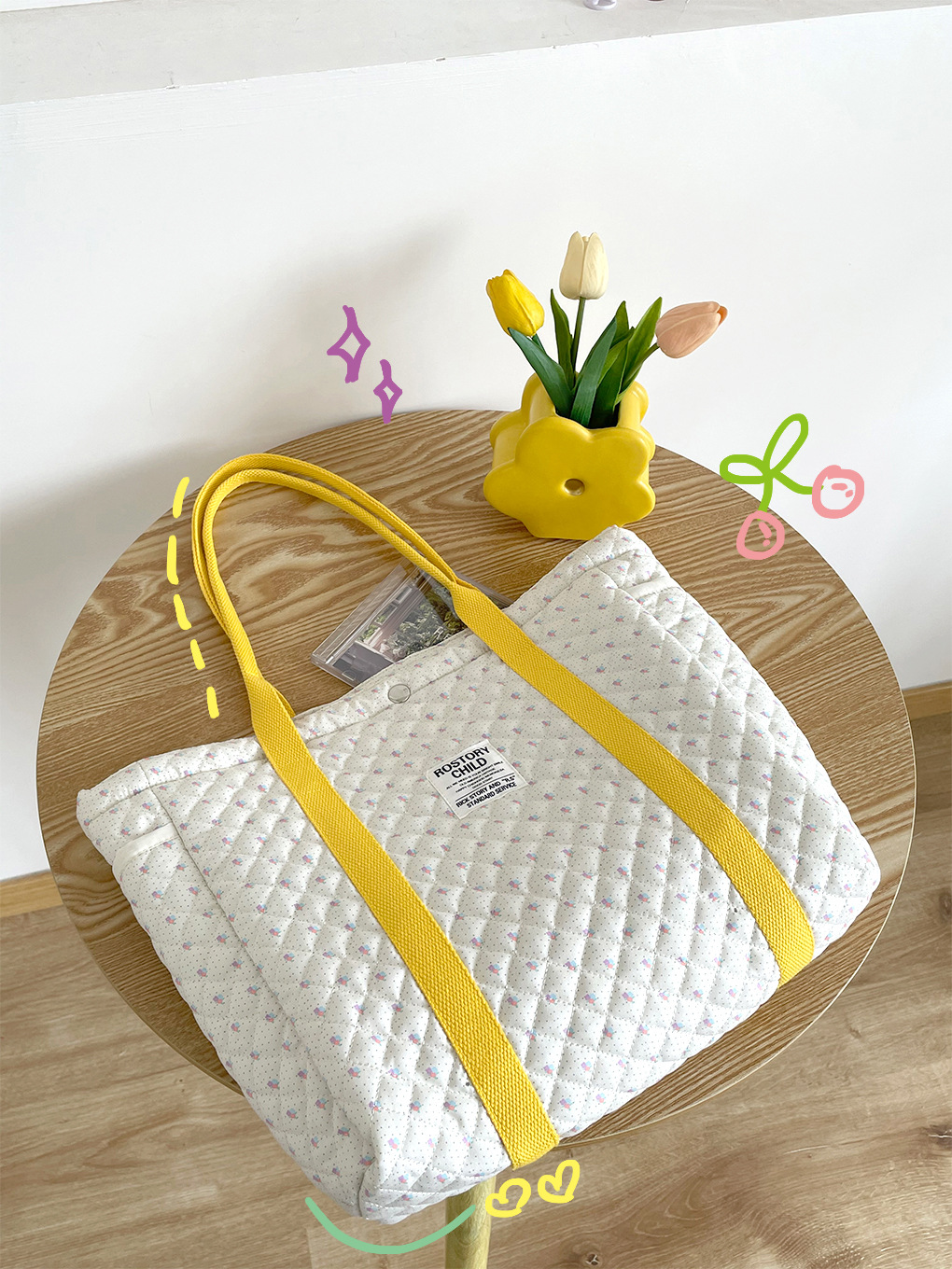 Bolso de la momia portátil de gran capacidad bolso de confinamiento de la madre y el bebé glutinoso suave bolso de hombro ligero estilo coreano ins bolso floral acolchado