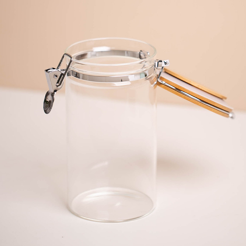 Precio de fábrica con tanque de almacenamiento de alimentos de vidrio sellado contenedor de café para granos de café té de especias botella de azúcar