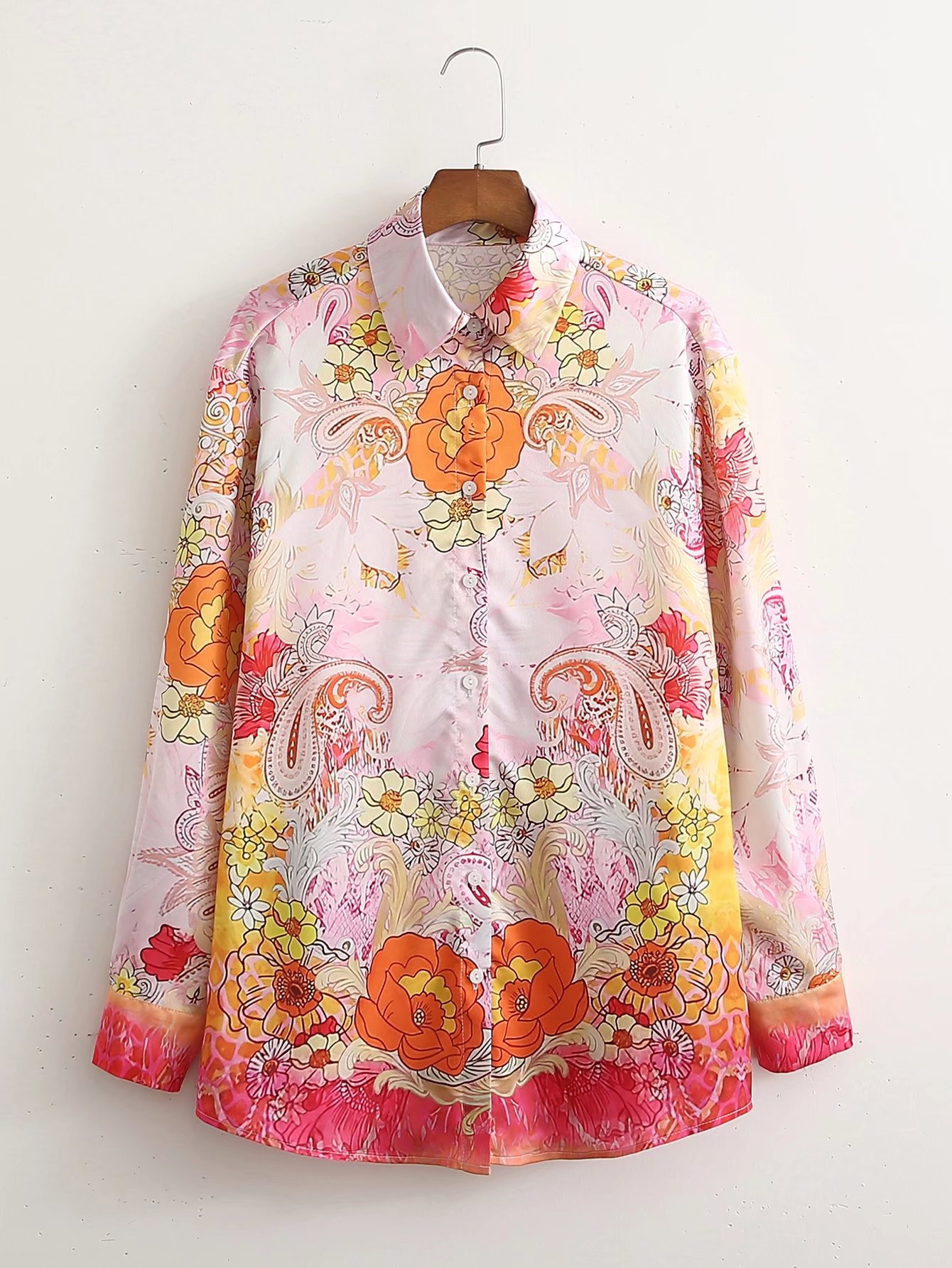 printing long-sleeved lapel loose shirt NSAM129030