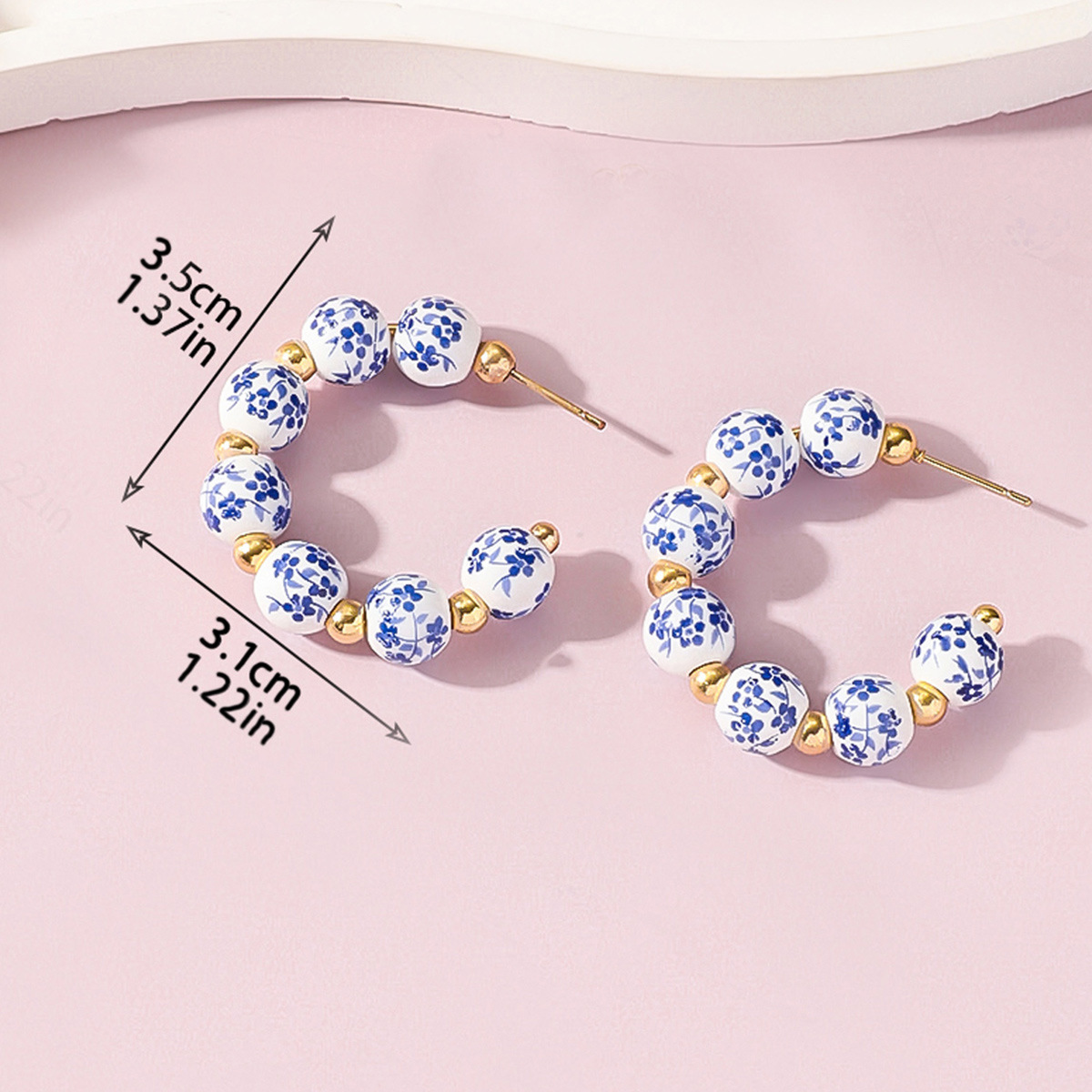 1 Pair Geometric Retro Classic Style Ceramics Ear Studs display picture 1