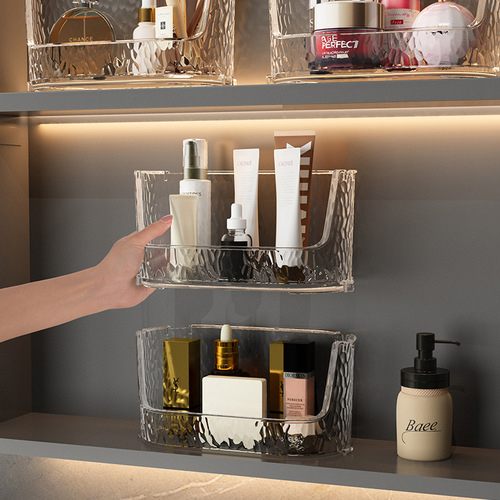 Light luxury glacier pattern mirror cabinet storage box bathroom bathroom cabinet organizer box washbasin cosmetics storage rack