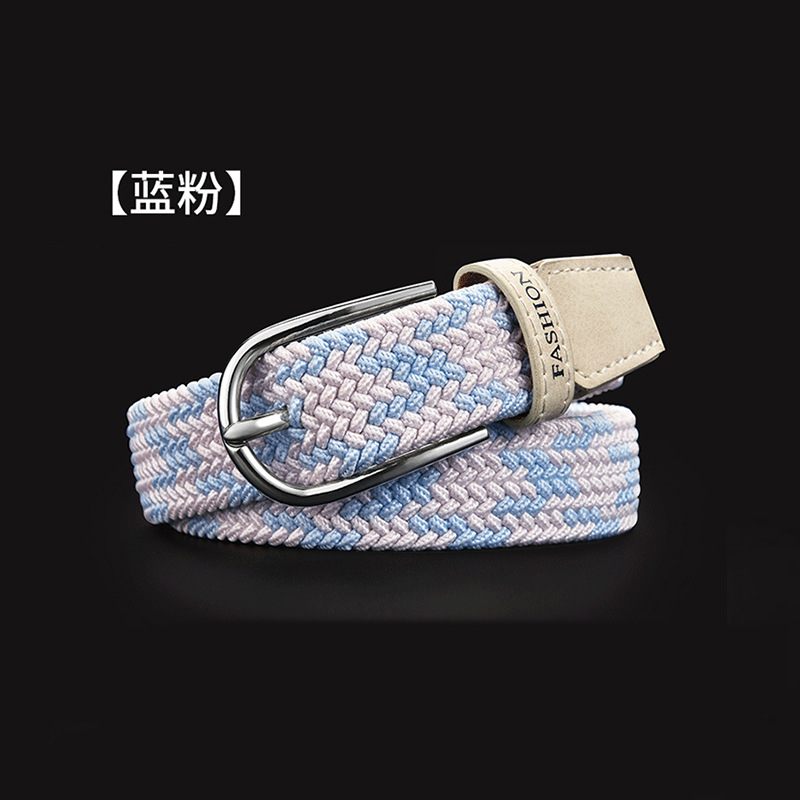 百搭牛仔裤ins皮带女 免打孔帆布腰带女编织松紧弹性学生装饰裤带