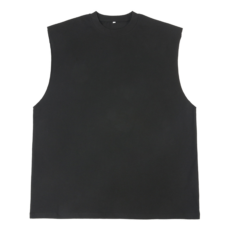 High Street marca de moda sin mangas deportes pesado chaleco suelto puño Chaleco de color sólido neutral hip hop chaleco