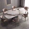 岩板餐桌现代简约轻奢餐桌椅组合家用小户型大理石桌子长方形饭桌