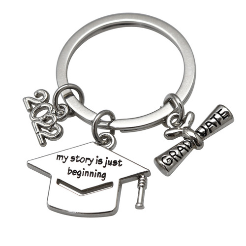 Creative Graduation Keychain Inspirational Text Keychain Small Gift Bachelor's Hat Writing Pen Keychain School Bag Pendant