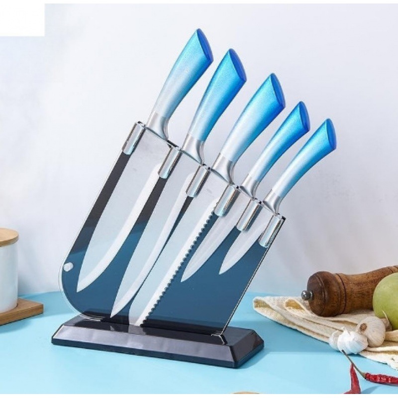 Cuchillo de comercio exterior de acero inoxidable mango hueco conjunto de seis piezas conjunto de combinación de cuchillo de regalo de cocina doméstica