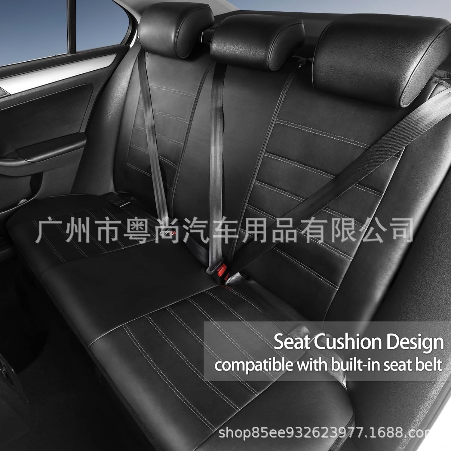 Cross-Border Hot-Selling Pu Leather Double-Stitched High-Back Pull-Strap Universal Car Seat Cover Cushion Amazon Temu